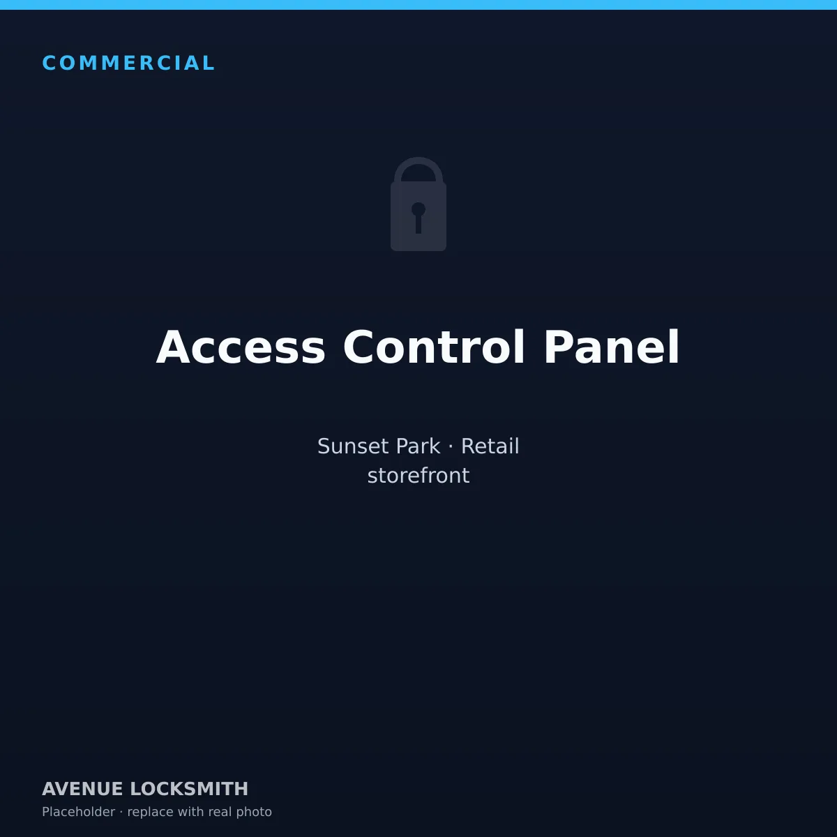 Keypad access control panel installed at a Sunset Park retail storefront